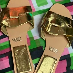 New ZAPA Gold Sandle slides are perfect for the summer outfit.